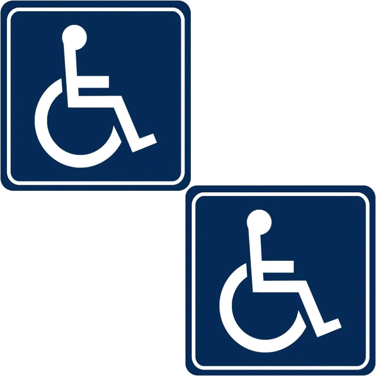 SnelShoppen - 2 Stuks Rolstoel Stickers voor Gehandicapten Veiligheid Sticker Blauw 15x15 cm Lichtgewicht Papier