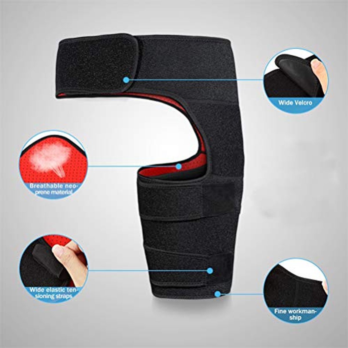 SnelShoppen - Stevige Heup- en Liesbrace, Ademend Neopreen, Vochtregulerend, Voor Sciatica, Liesrekken, Heupblessures, Verstuikte Quads of Hamstrings