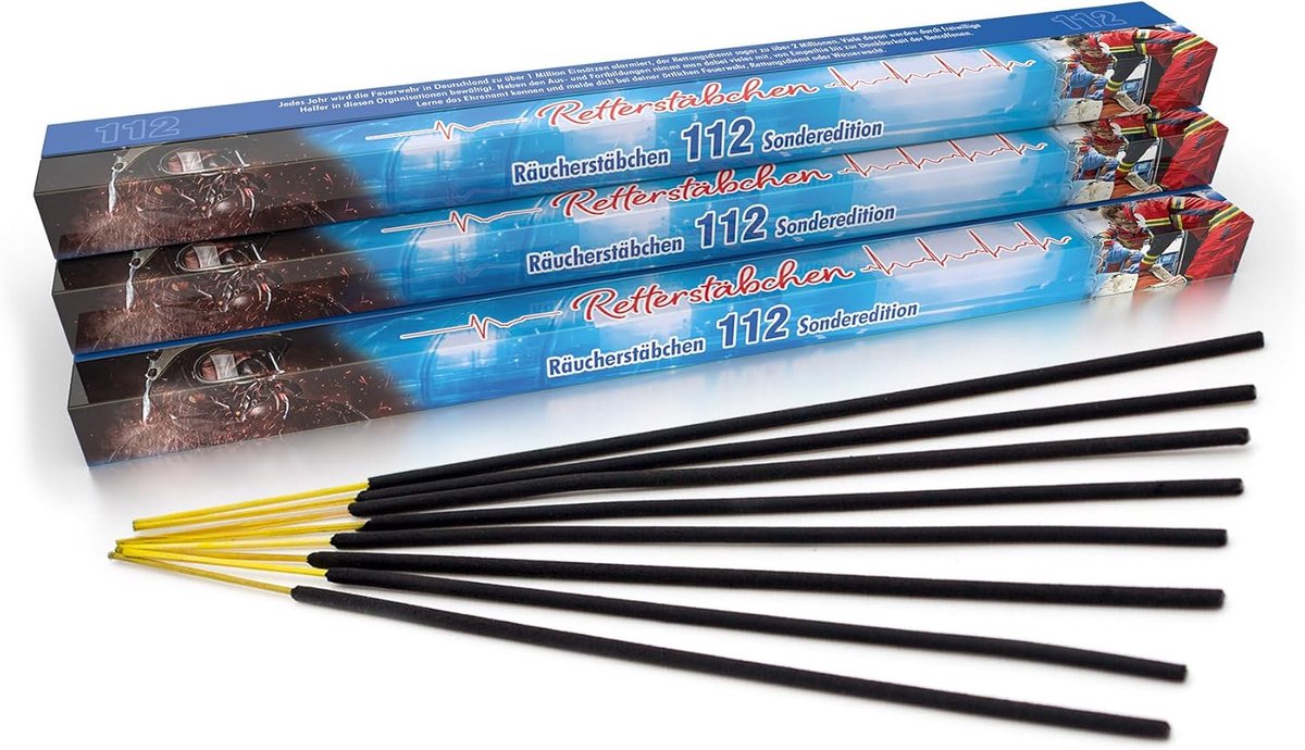 SnelShoppen - Rescue sticks 112 special edition set van 10: wierookstokjes voor redders en helden van brandweer en hulpdiensten, verfrissende geur, br