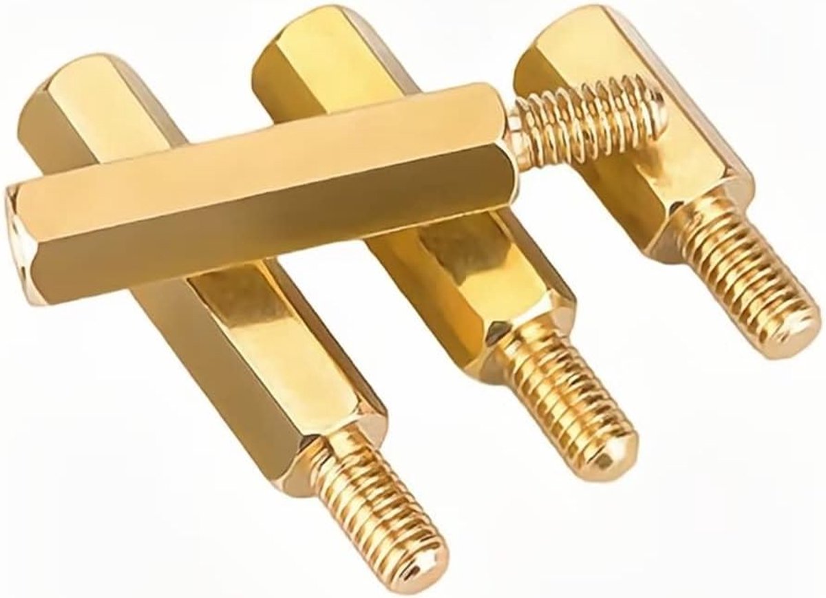 SnelShoppen - Messing Mannelijke Vrouwelijke Hex Spacer Standoff Schroef Moer Gewikkelde Pilaren M2.5x8+6mm (40 stuks)