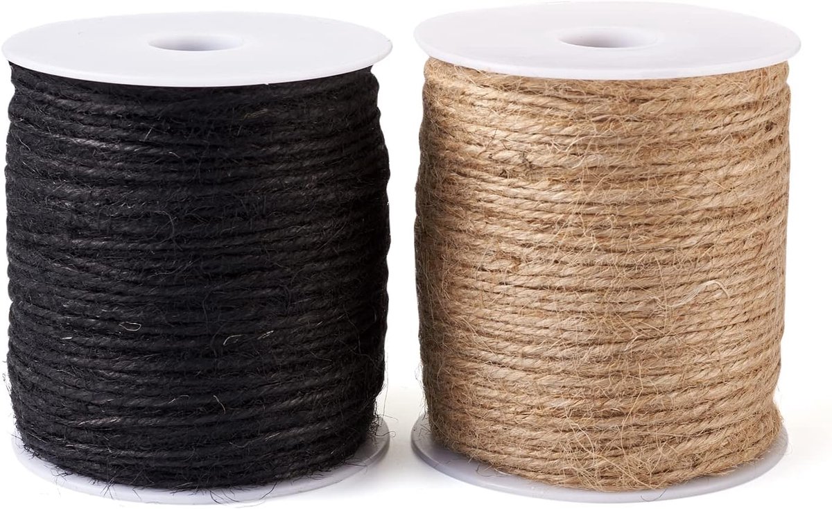 SnelShoppen - 2 Rollen Jute Touw 2mm Natuurlijk Jute Touw Touwtjes voor DIY Macrame Knutselen Tuinieren Verpakken
