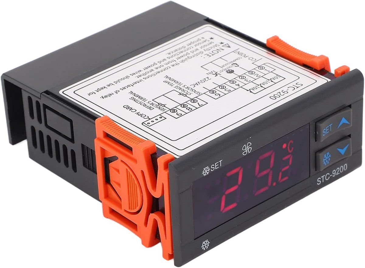 SnelShoppen - Digitale Temperatuurcontroller Thermostaat voor 220 VAC met LED Display, Dubbele Sensor, Koeling en Verwarming Mode, Ideaal voor Keuken