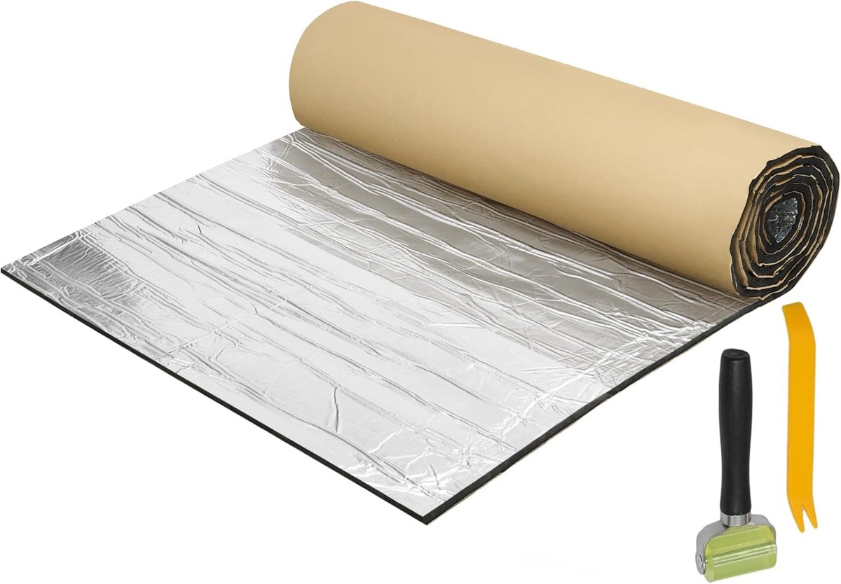 SnelShoppen - Geluidsisolatie Mat 394 mil 10mm 152x100cm voor Auto, Inclusief Roller en Verwijdertools, Ideaal voor Motorhuif en Spatbord