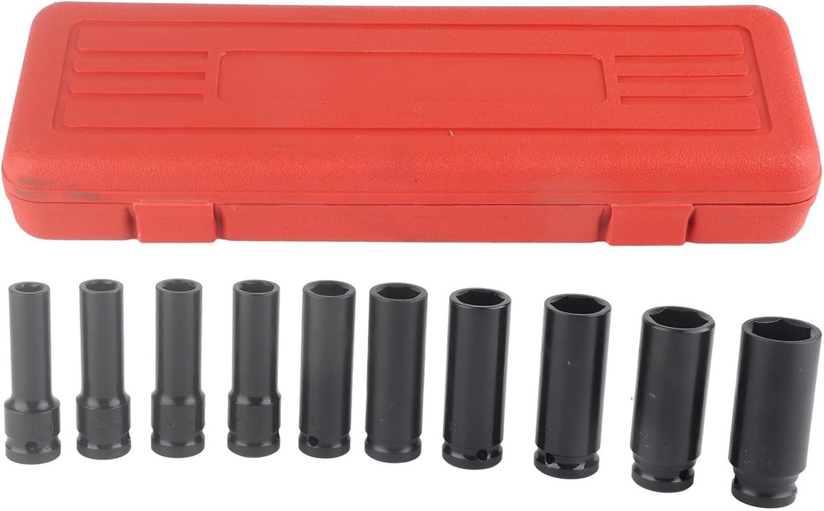 SnelShoppen - 1/2 inch Slagmoersleutel Set – 10-delige Chromoly Stalen Moersleutel Set 10-24mm – Roestvrij en Duurzaam voor Kluswerk en Onderhoud