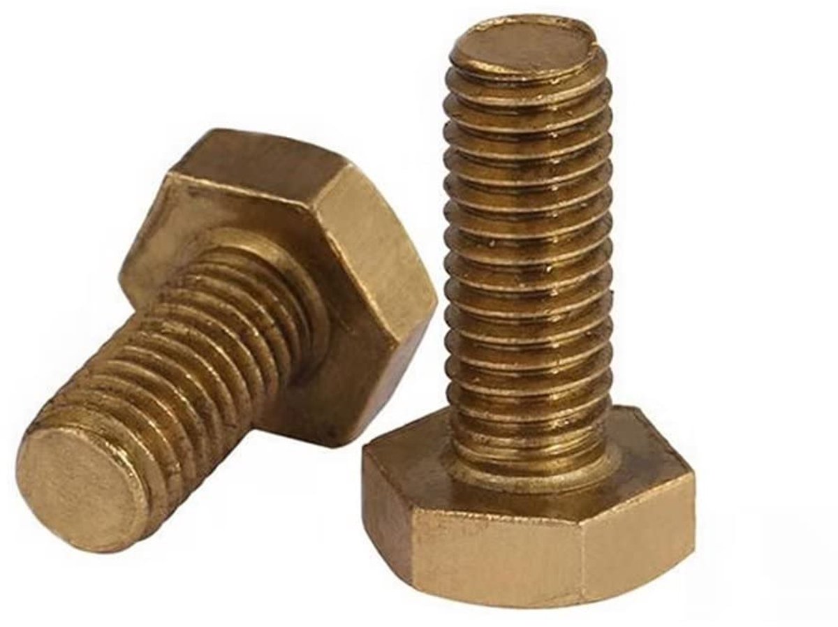 SnelShoppen - Messing Hex Schroeven Volledig Gewikkeld M8x16mm (2 Stuks) - Hoogwaardige Machine Schroeven voor Diverse Toepassingen