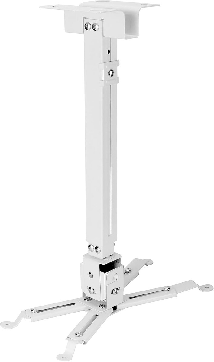 SnelShoppen - Universele plafond projector beugel, 360° draaibaar, 15° kantelbaar, telescopische hoogte 40-63 cm, draagvermogen tot 15 kg - wit