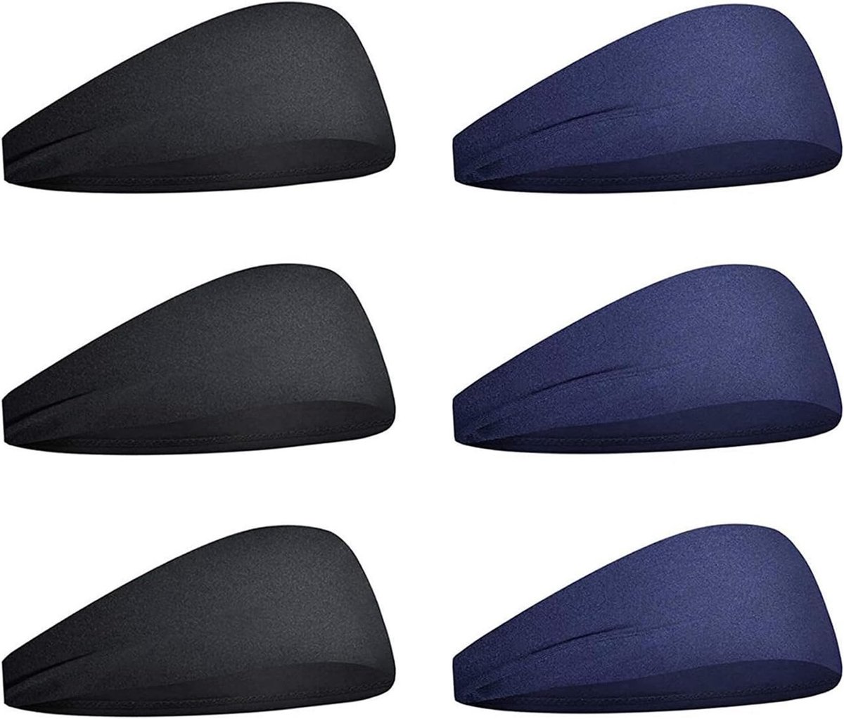SnelShoppen - Pack van 6 Rekbare Sport Haarbanden voor Training en Fitness - Zweetabsorberende Hoofdband voor Mannen - Comfortabel en Ademend Materiaa