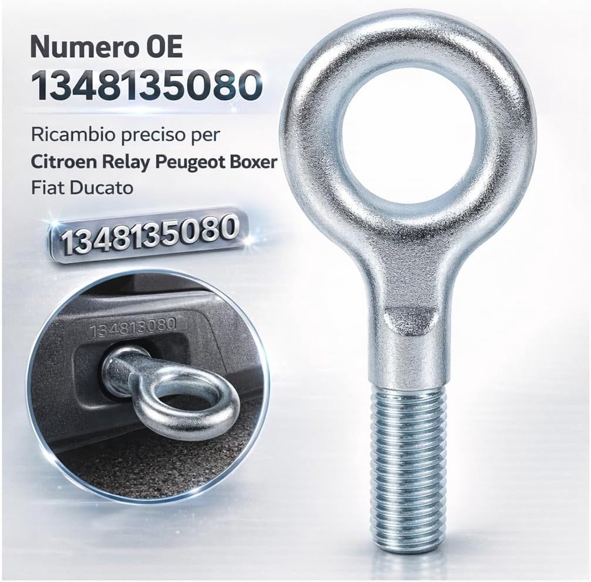 SnelShoppen - Aramox Trekhaak, Gesmeed Staal Hijsring Beugel Geschikt voor Relay Ducato 2006-up OE:1348135080, Vervangende Hinge Hook voor Veilig Trek