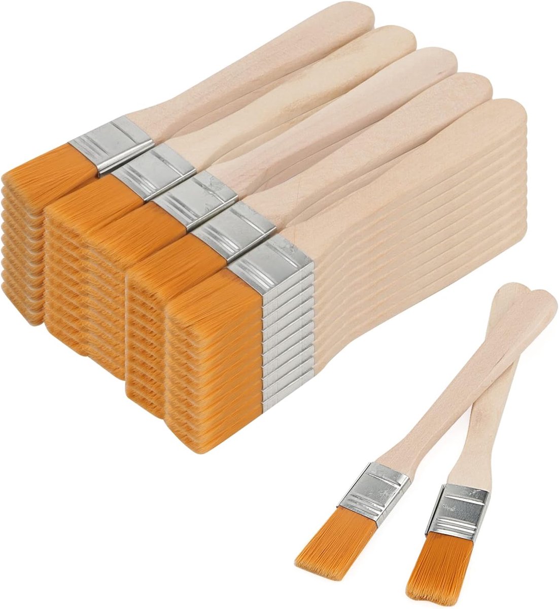SnelShoppen - 50 Stuks 15mm/0.6 Inch Chip Verfkwasten, Houten Nylon Verfkwasten, Rechte Borstels voor Kunstenaars, DIY, Schoonmaken
