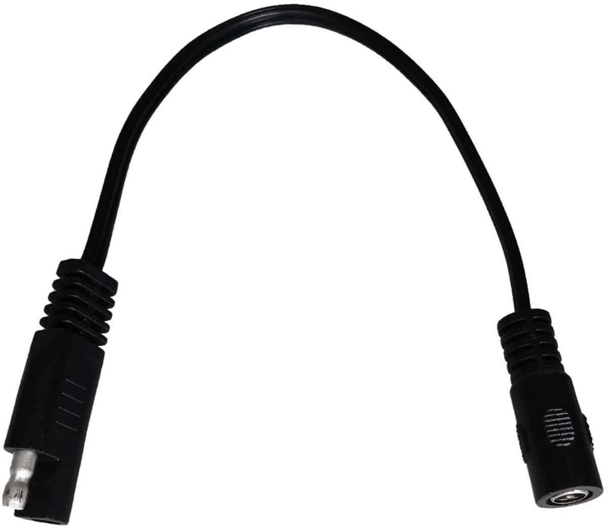 SnelShoppen - SAE naar DC 5.5 x 2.1mm Adapter Kabel 18AWG 25cm Zwart - Verlengkabel voor Zonnepanelen, Auto Accu's en Apparaten