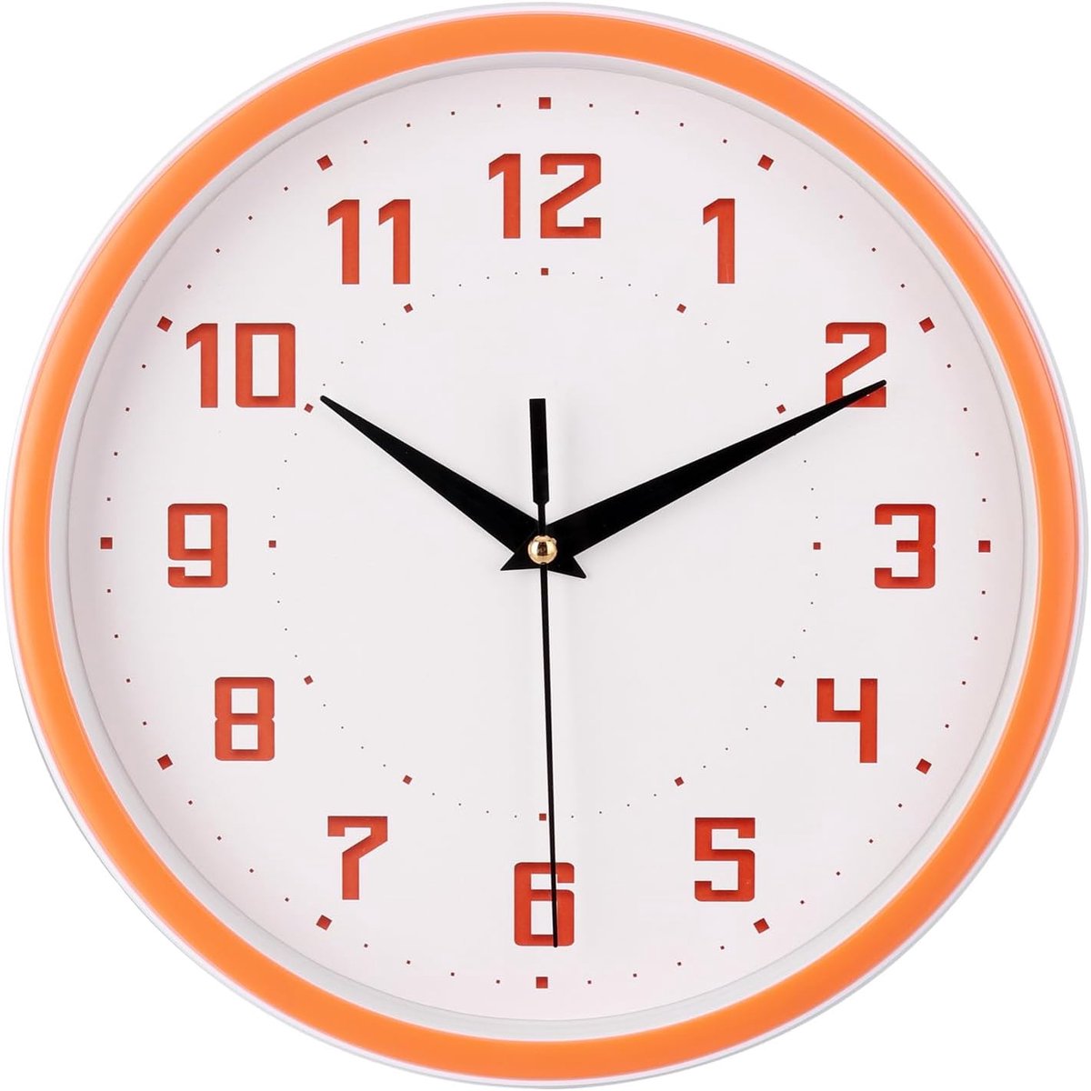 SnelShoppen - Stille Ronde Wandklok Keuken 9 Inch Modern Stijl Niet-Tikkend Decoratief Slaapkamer Kantoor Studie Keuken Wandklok - Oranje