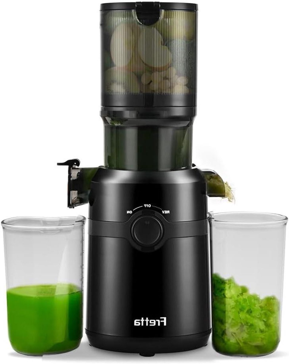 Slow Juicer - Sapcentrifuge Fruit - Gezond Sap Maken - Grote Vulopening - 1 Liter - Zwart