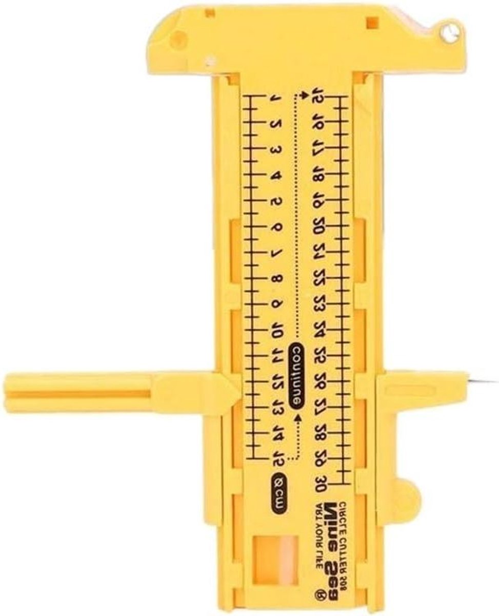 Cirkelsnijder Kompas - Papier Snijder - Handgemaakt Grafisch Ontwerp - Verstelbaar Snijbereik - 10mm-300mm - Geel