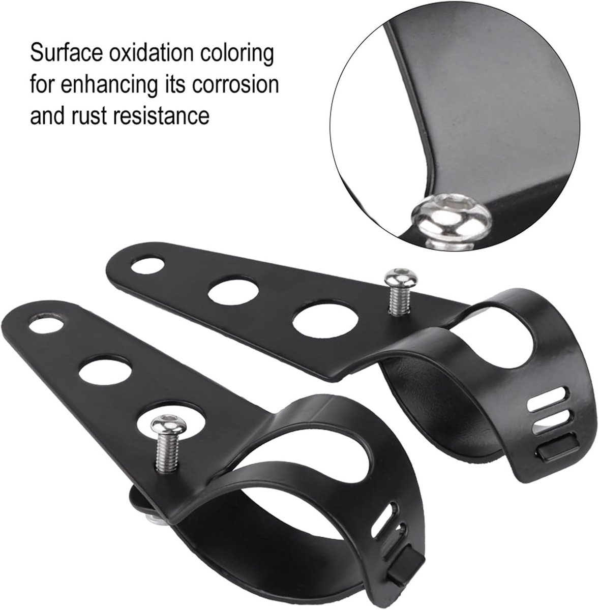 SnelShoppen - 33-45mm Motorfiets Koplamp Bevestigingsset Fork Tube Klem Zwart - Duurzaam Staal, Voor Chopper en Cafe Racer