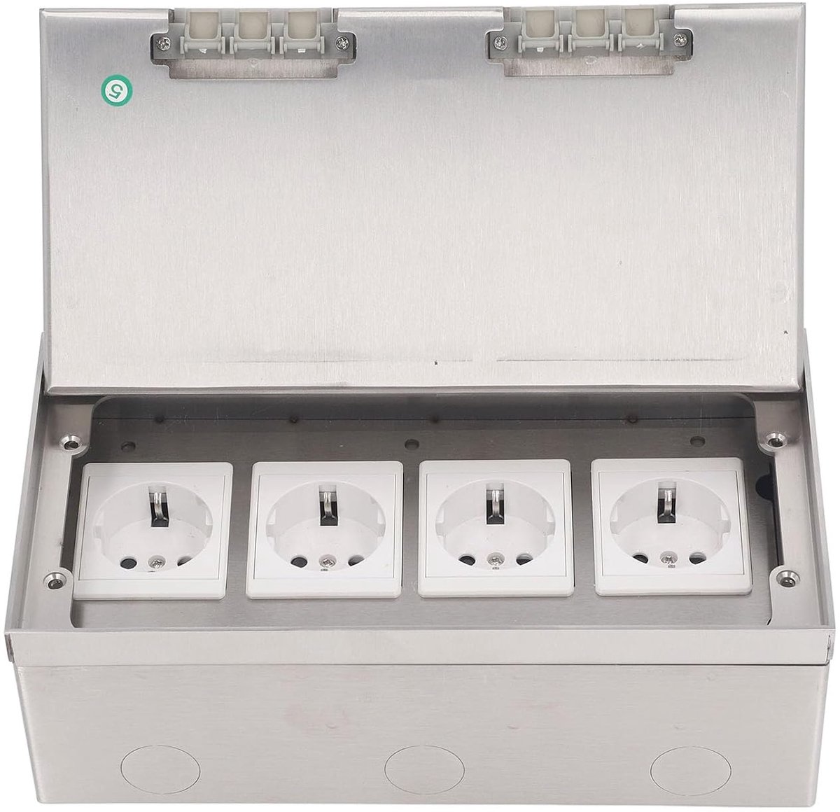 SnelShoppen - Ingebouwde Vloersocket met 4 EU Standaard 2-Gaats Stopcontacten, AC250V 4000W RVS Inbouw Vloersocket voor Huizen, Kantoorgebouwen, Hotel