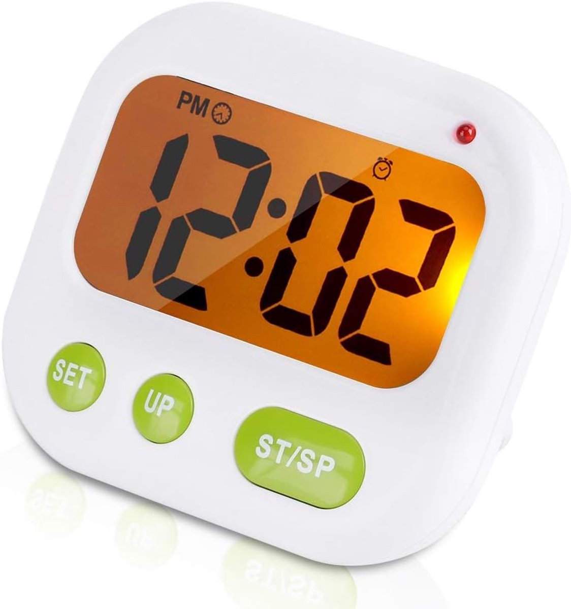 SnelShoppen - Digitale Alarmklok met Vibratie, Timer, Muziek, LCD Scherm, Keuken Klok met Achtergrondverlichting, Dubbele Alarmfunctie, 12/24 Uur Inst