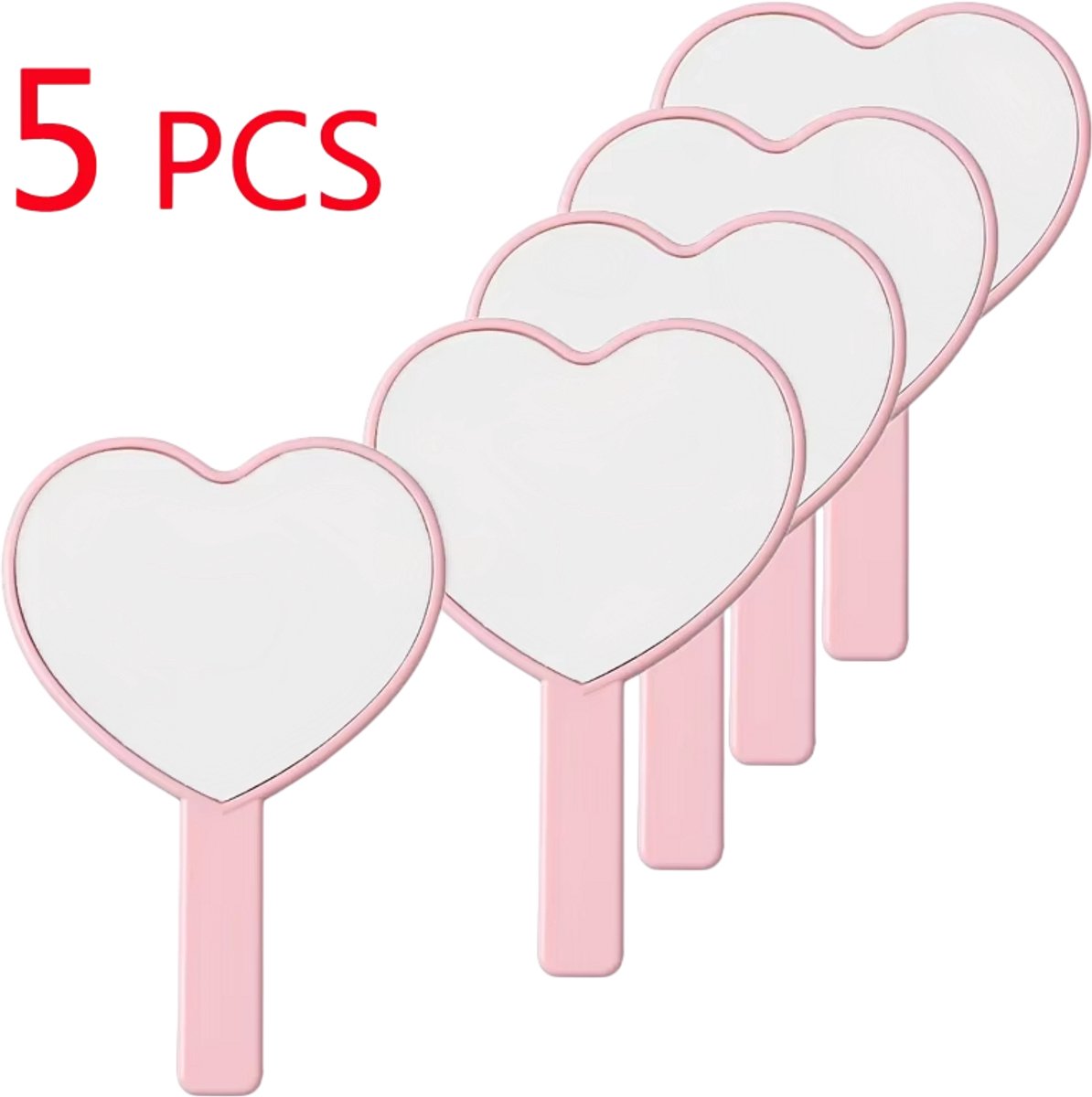 Hartvormige Zakspiegel Set van 5 – Mini Make-up Spiegel voor Dames, Meisjes en Cadeau