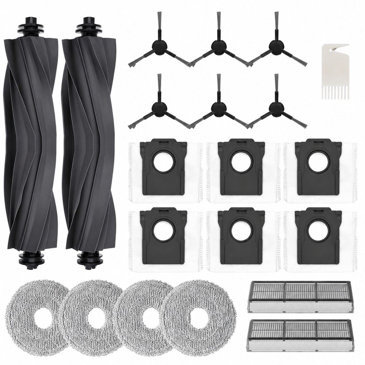 Accessoireset geschikt voor Dreame L10s Ultra Gen 2 / L10s Pro Ultra Heat / X30 Ultra / Mova E30 Ultra, met hoofdborstels, stofzakken, dweildoeken, zijborstels en filters