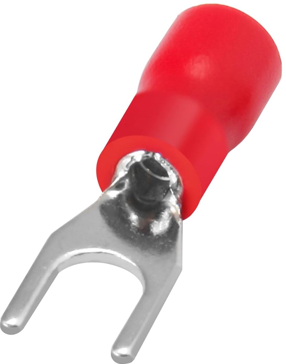SnelShoppen - 100 Stuks Geïsoleerde Draadverbinders SV1.25-3, Tape Grootte #4, Voor 0.5-1.5mm² (22-16 AWG), Rood, Ideaal Voor Elektrische Toepassingen
