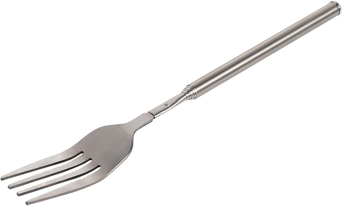 SnelShoppen - Uittrekbare Vork, RVS Telescopische Vork, Lange Handgreep, Verstelbaar 22-64,5 cm, Dessert Vork, Bestek, Grill Vorken, Voor Toast, Diner