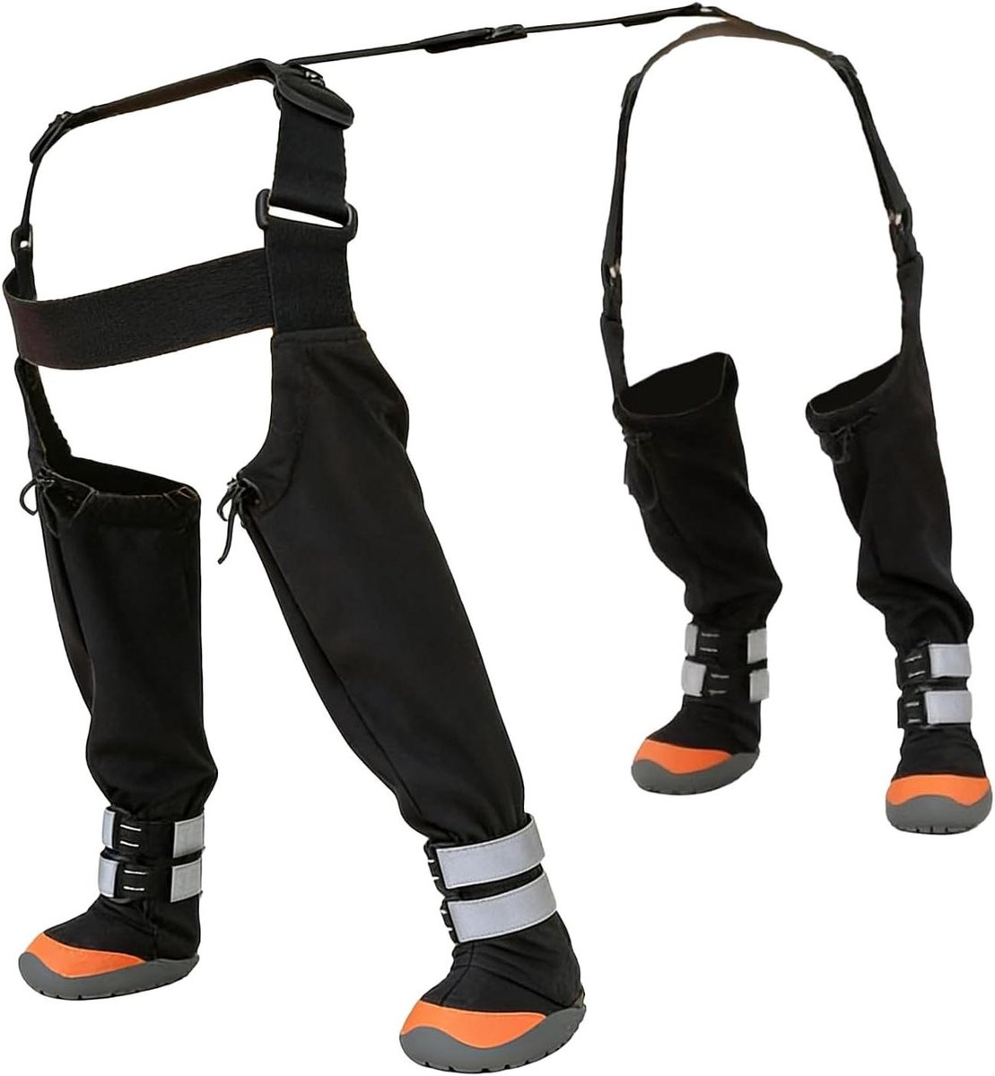 Hondenlaarzen Met Suspender - Hondenleggings Potenbeschermers - Buiten Wandelen - Reflecterende Strip - Maat 2XL - Zwart