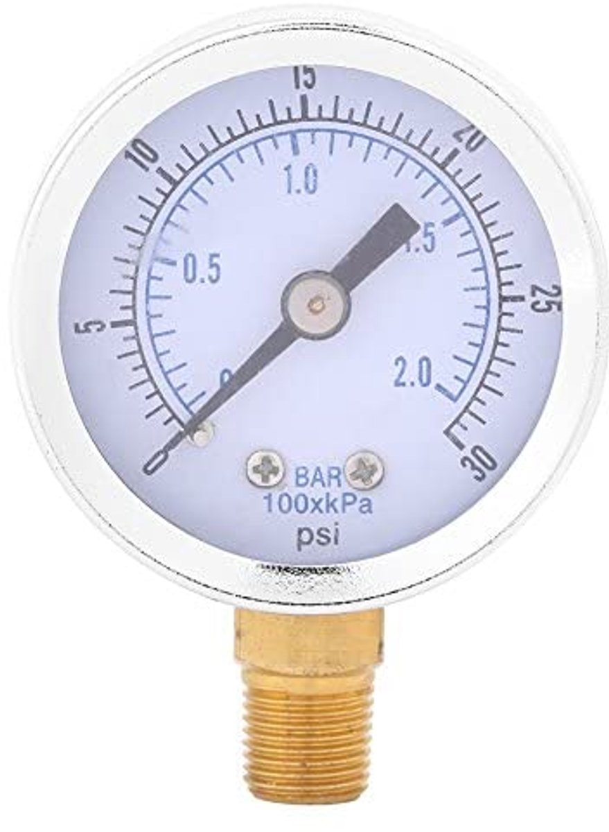 SnelShoppen - Utility Drukmeter 0-30psi, 0-2bar Laagdruk Hydraulische Dubbele Schaal Drukmeter 1/8" BSPT Draad voor Brandstof Lucht Compressor Olie Wa