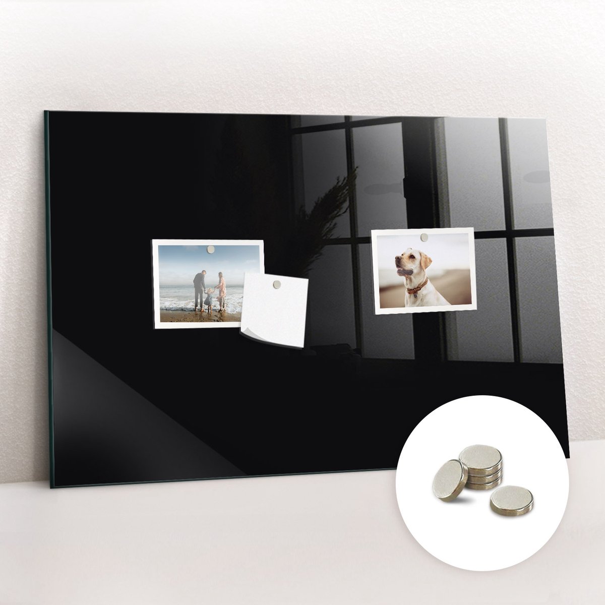 Tulup Glassboard - Zwarte kleur Magneetbord - 60 cm x 40 cm - Magneetbord Rechthoekig - Interieur Accessoires Kantoor - Magneetbord Design Zwart - Inclusief Gratis Magneten - Magnetic Board - Magnetisch Bord