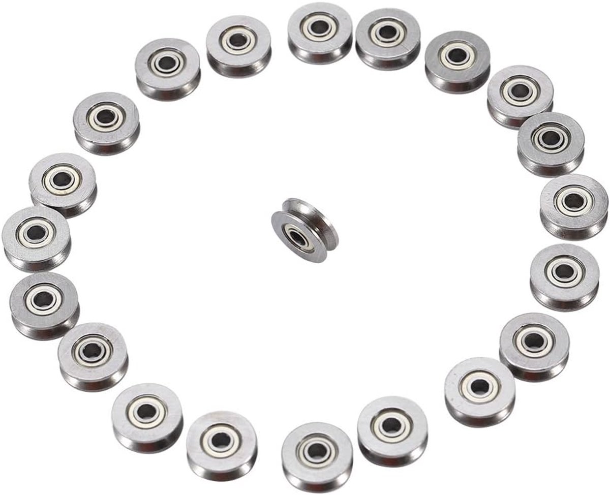 SnelShoppen - 20 Stuks Miniatuur Stalen V-Groef Lijnrails Kogel Lagers 3x12x4mm Voor Lineaire Beweging Systemen