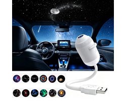 2-in-1 Projector - Sterrenprojector & Nachtlampje - met 12 Verwisselbare Films - HD - flexibele zwanenhals (360° draaibaar) - Plug-and-play - USB Aangedreven - draagbaar - Sterrenhemel Projector - Heelal - voor slaapkamers en gebruik in de auto