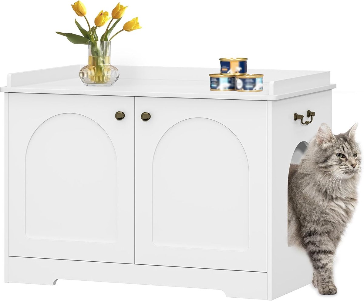 Hzuaneri Kattenkast met Handgrepen, met Deur, 50 x 80 x 57 cm, Wit