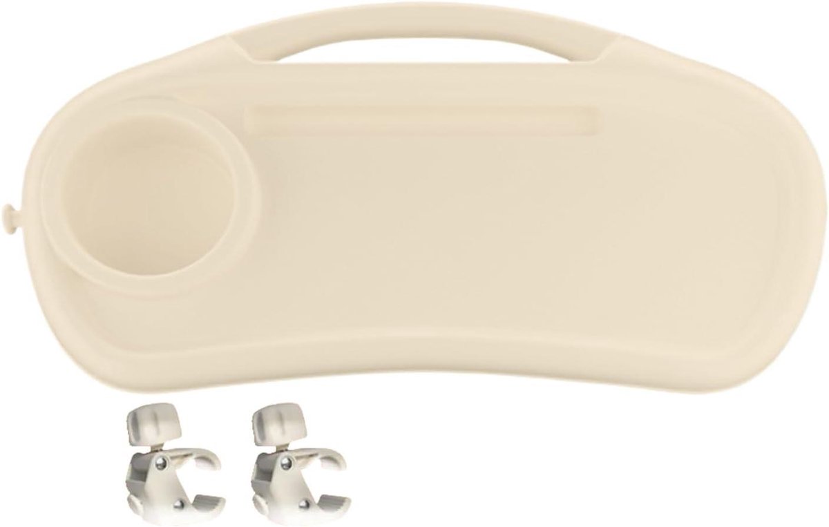 Kinderwagen Snack Tray - Kinderwagen Organizer - Onderweg Eten - Verstelbaar en Draaibaar - 38x20cm - Beige