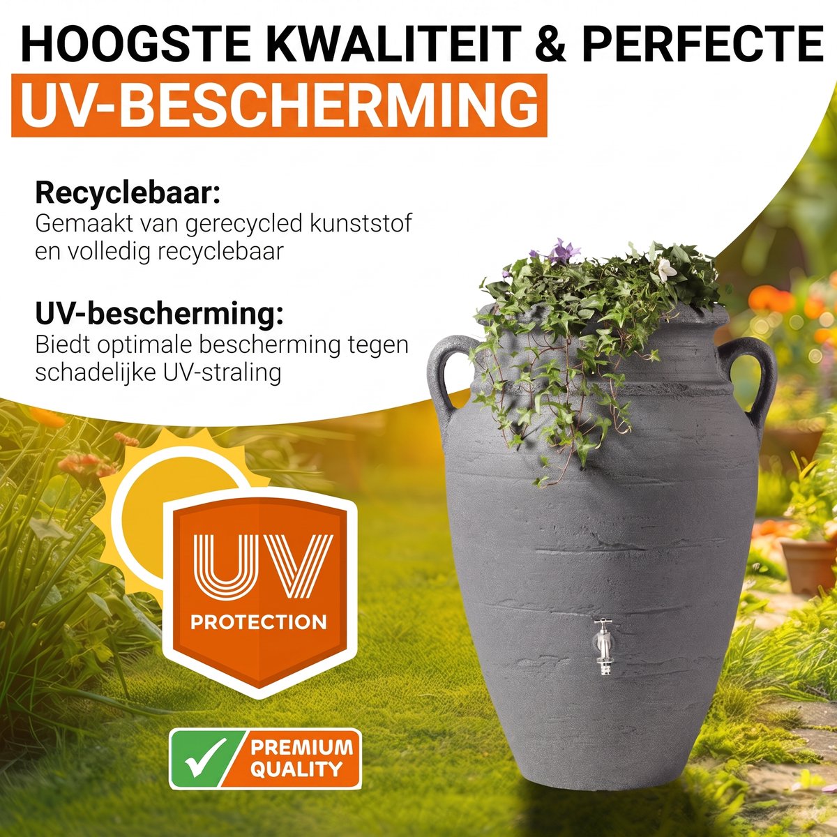 Garantia Antik Amphora 360 liter donker graniet