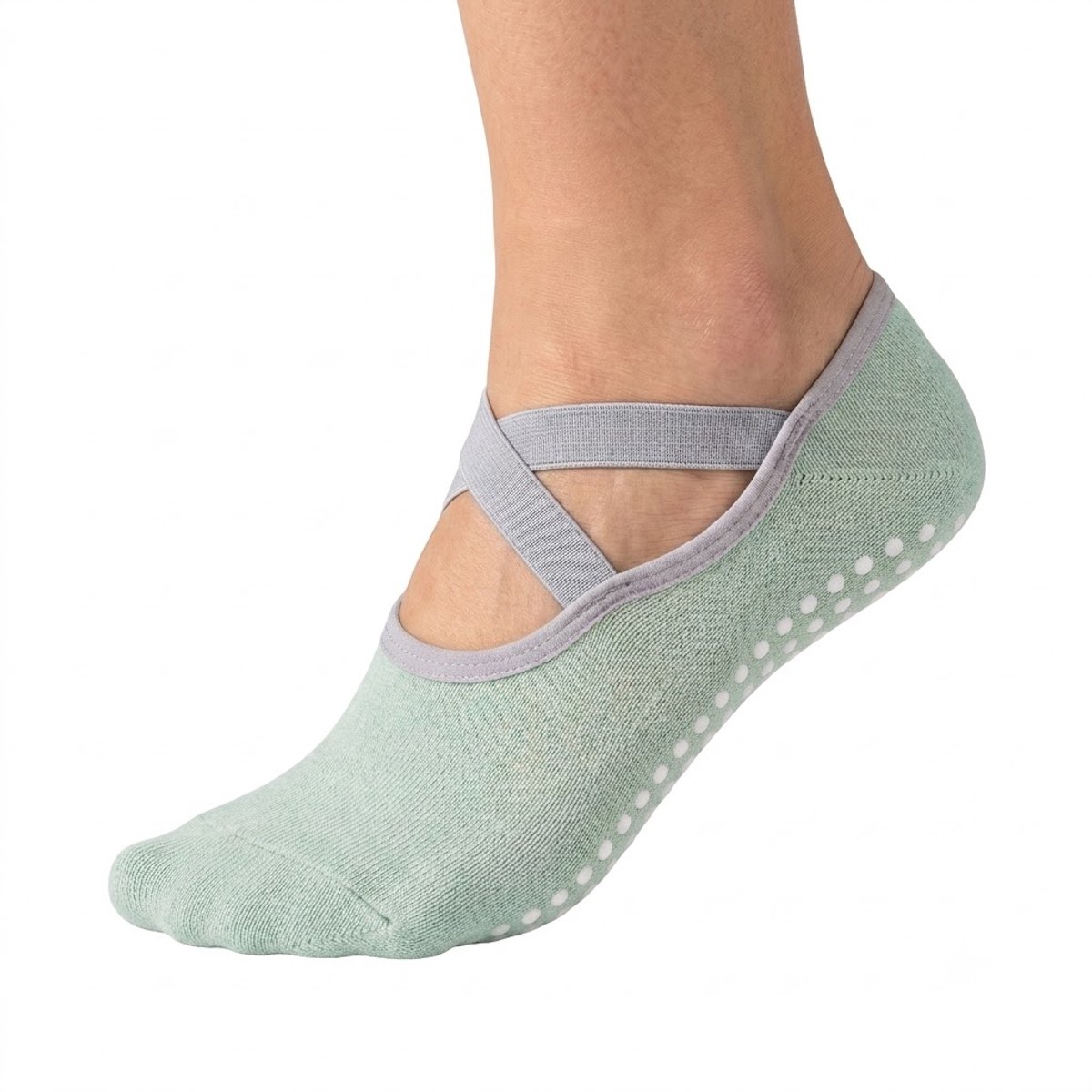 Matcha groen antislip pilates sokken dames ademende ballet sokken met kruiselastiek siliconen antislip zool lage sport sokken voor yoga pilates barre dans fitness en vloeroefeningen maat 36-40