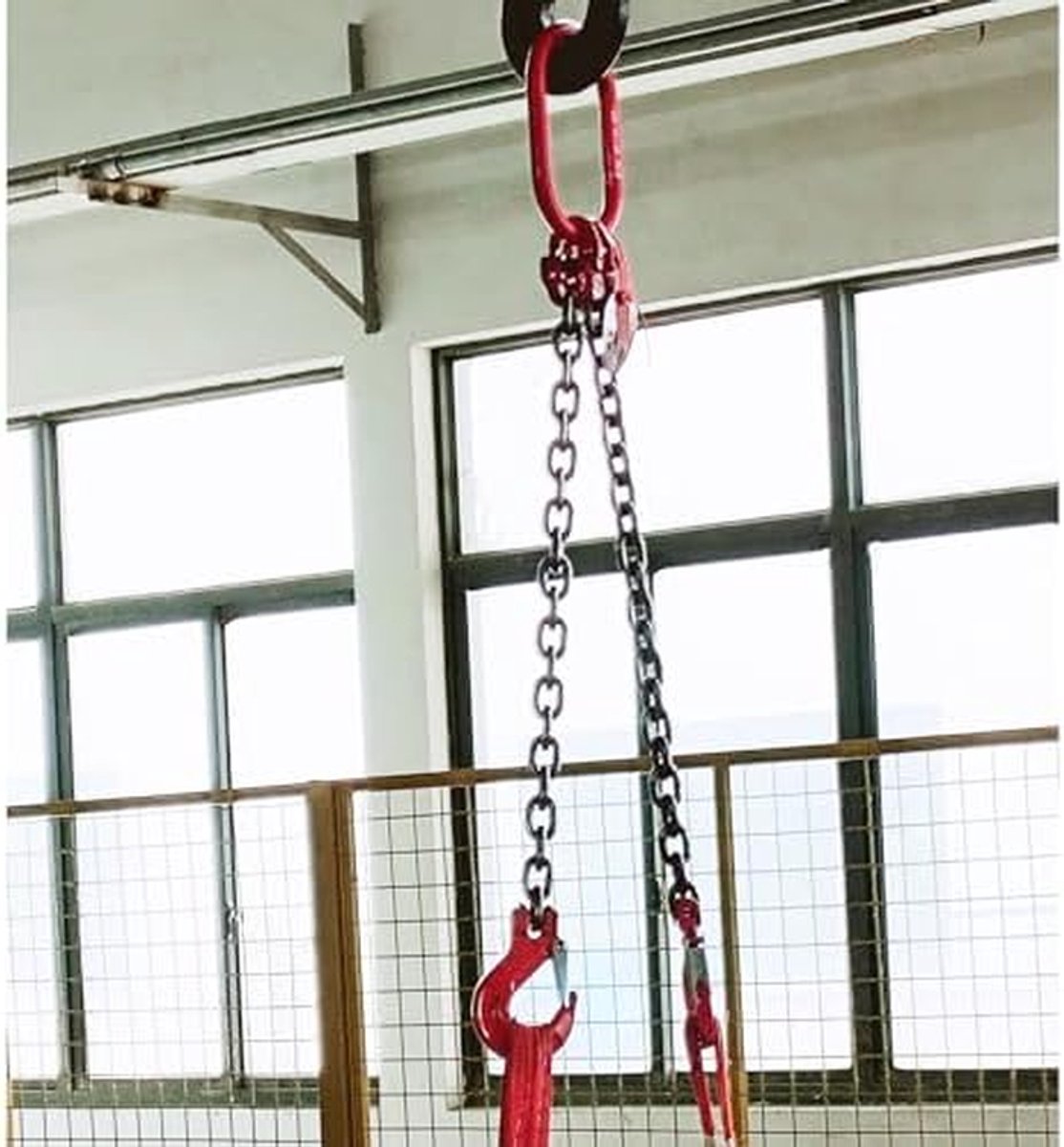 Kettingslinger met Haken - Tilband Staal - Zwaar Goederen Heffen - G80 Mn-Steel Constructie - 3 Ton Draagvermogen - Zwart