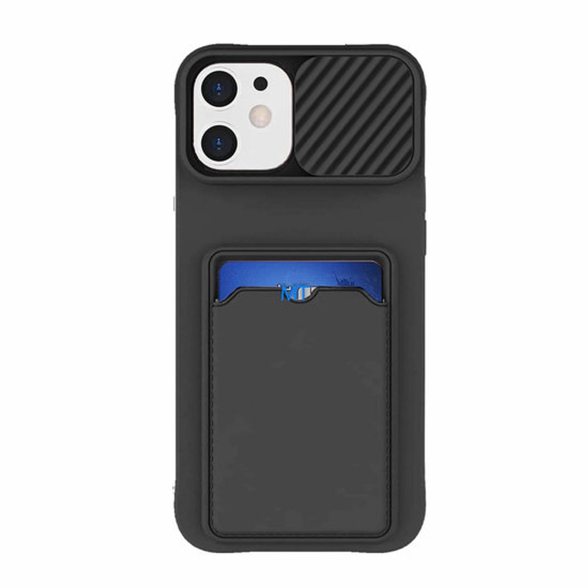 GREEN ON Card Case Anti Shock Silicone With Camera Slider For I-Phone 11 Pro Max - zwart-Black