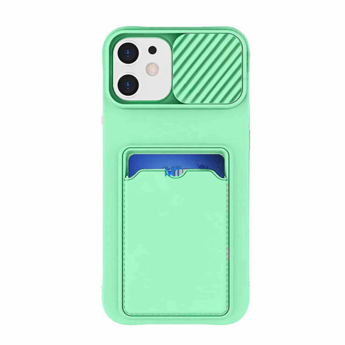 GREEN ON Card Case Anti Shock Silicone With Camera Slider For I-Phone 11 Pro - Licht groen-Light Green