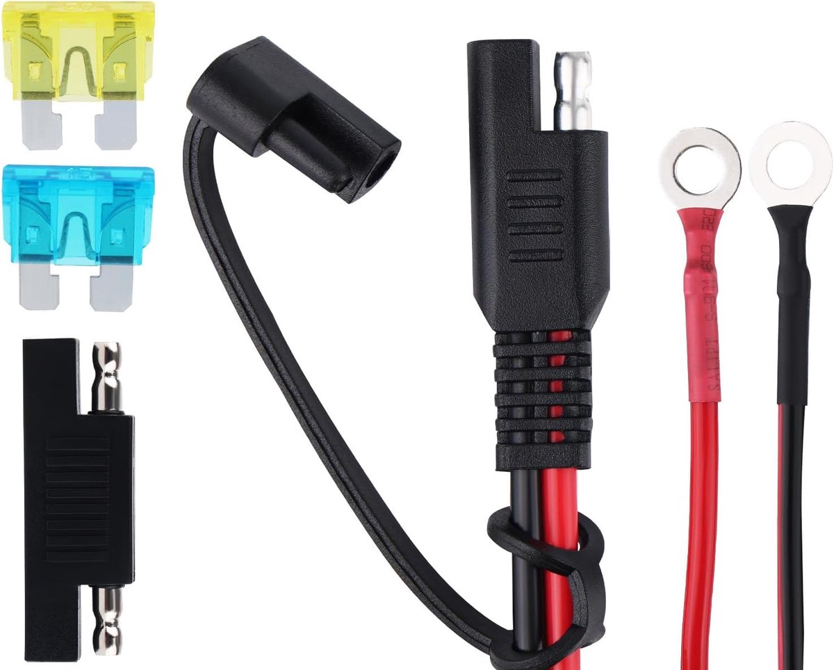 SnelShoppen - SAE Quick Disconnect Verlengkabel Adapter 150cm O-Ring Klem Draad Harnas 16AWG 2-Pins Accu Verlengkabel met Omgekeerde Polariteit Adapte