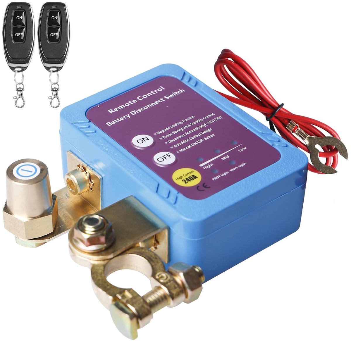 SnelShoppen - 12V Draadloze Afstandsbediening Auto Ontkoppel Schakelaar, 240A, Batterij Scheidingsschakelaar, Anti-Diefstal, Automatische Kill Switch