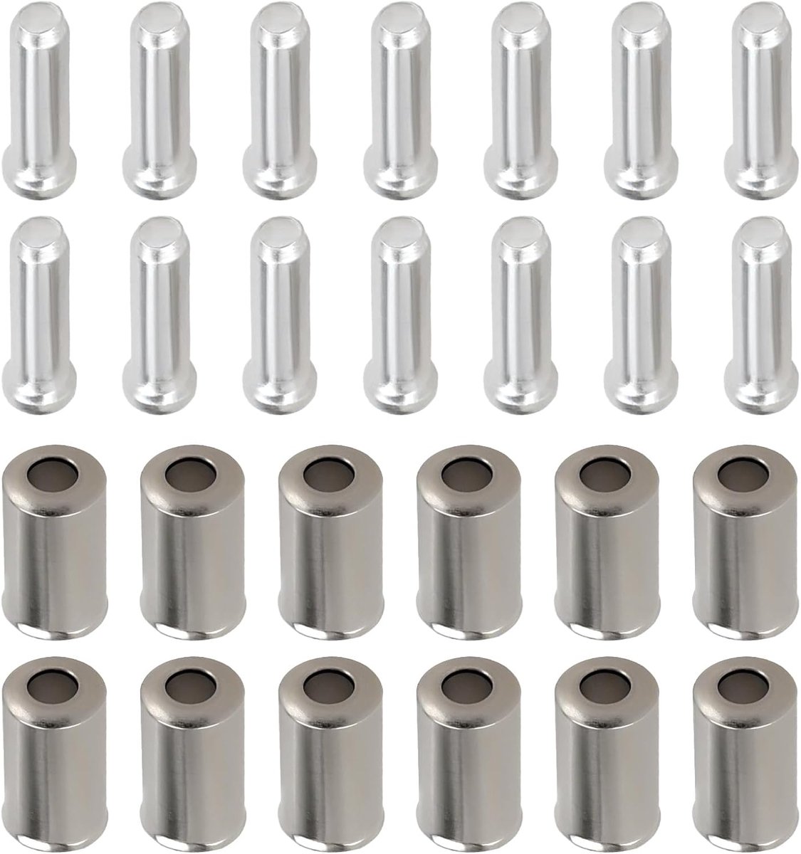 SnelShoppen - 100 Stuks Fietsremkabel Eindkappen Set 5mm Aluminium Remkabel Eindkappen MTB Zilver voor Mountainbikes en Custom Voertuigen