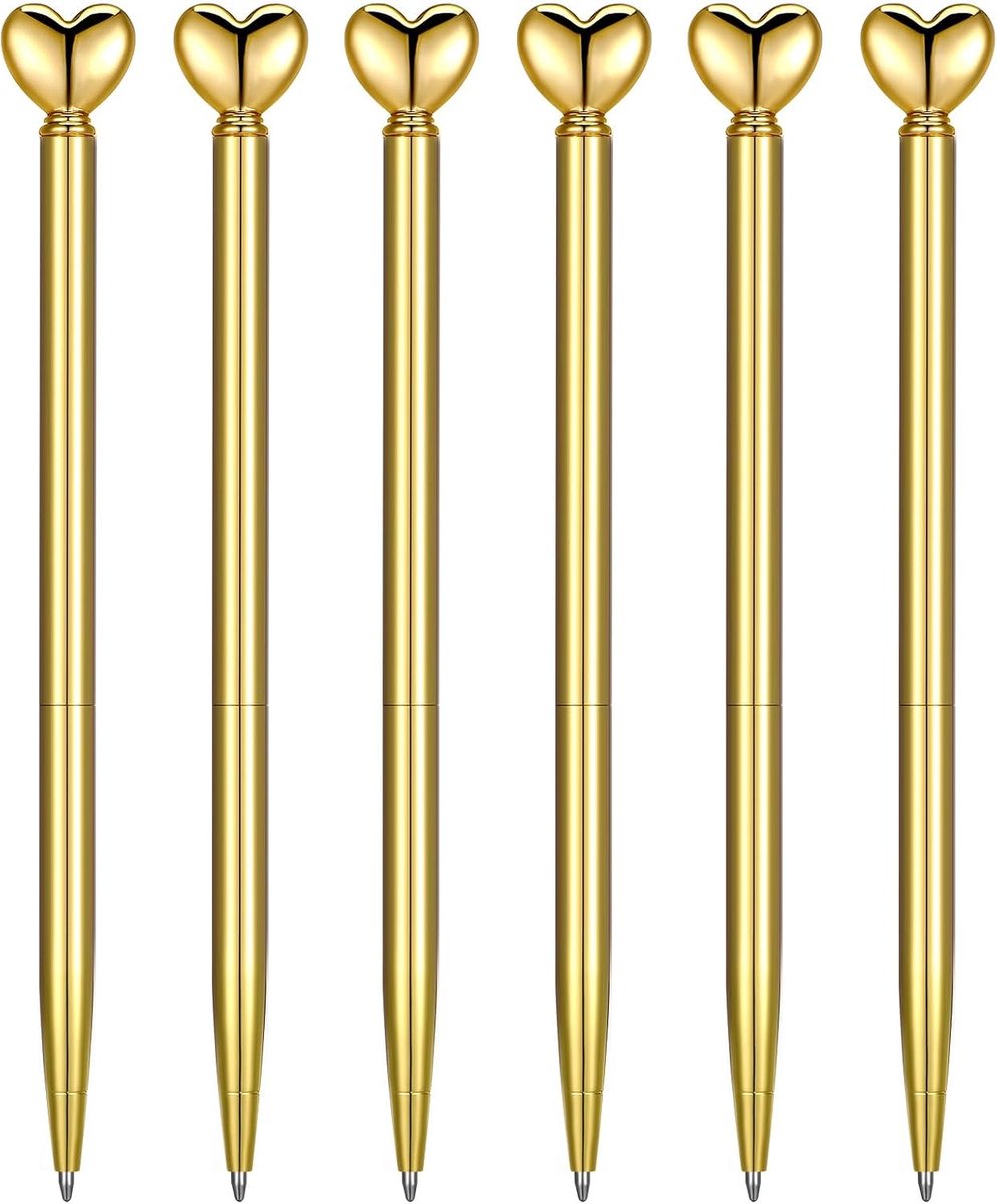YUXIANLB Heart Shaped Ballpoint Pens, Retractable Metal Decoration Pencils, 1mm Black Ink in Bulk Pack, Cute Pens - ShopVlot