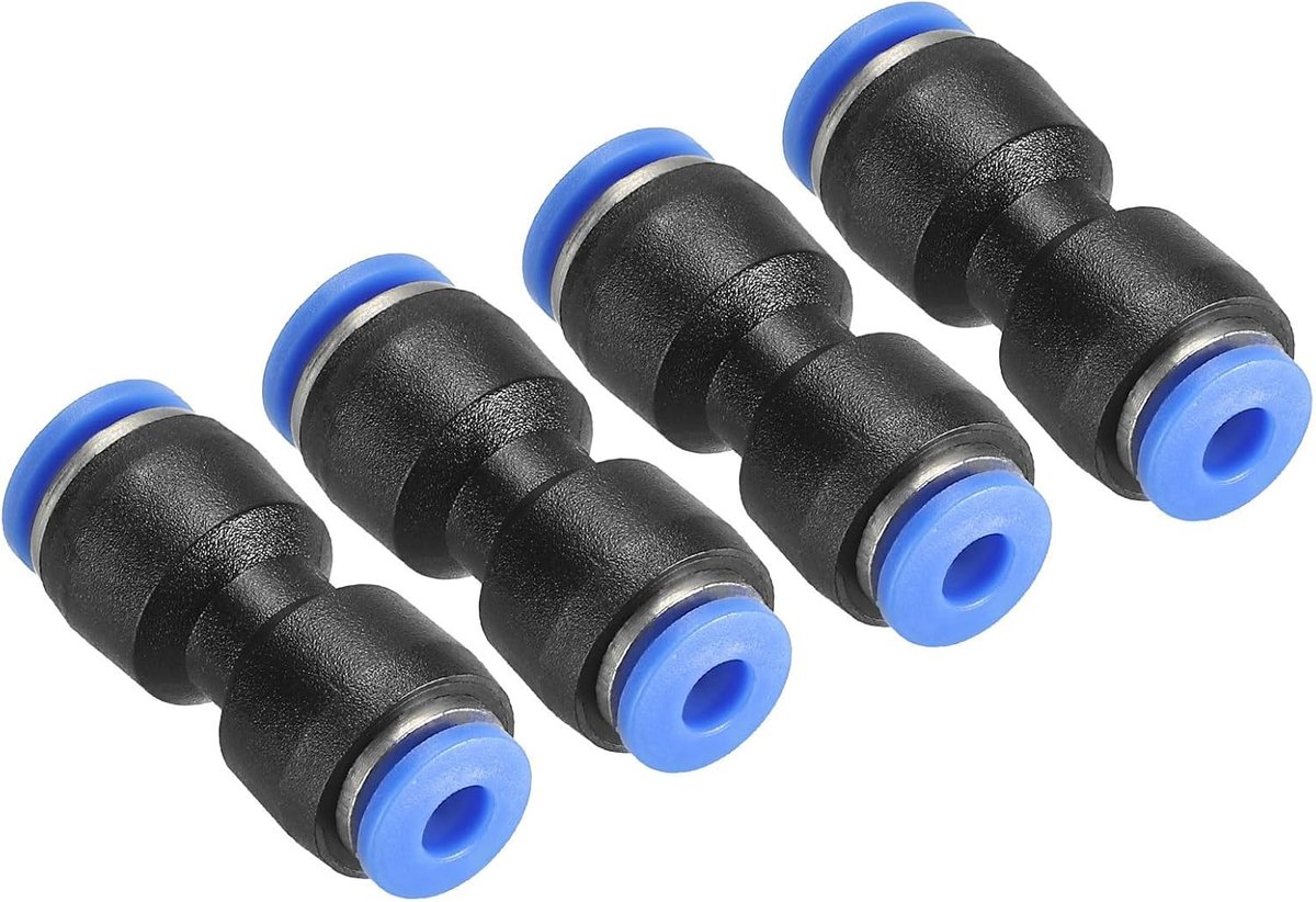 SnelShoppen - 4 Stuks Pneumatische Snelkoppelingen voor Luchtleidingen, 6mm naar 4mm Reducer, 2-Weg Rechte Connectoren voor Pneumatische Systemen, Pla