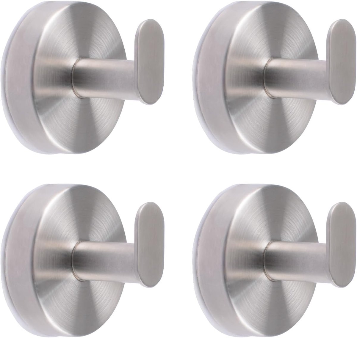 SnelShoppen - 4 Stuks Ronde Zuignap Haken, Geen Boren Haken, Waterdichte Plastic Hanger voor Badkamer, Woonkamer, Keuken, RVS, Sterke Draagkracht