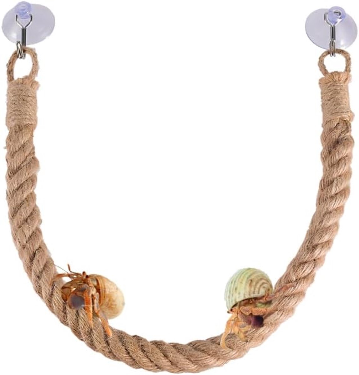 SnelShoppen - Heremietkreeft Klimspeelgoed 21,6 inch - Henneptouw - Duurzaam Klimgereedschap voor Reptielen - Eenvoudig te Installeren met Zuignappen