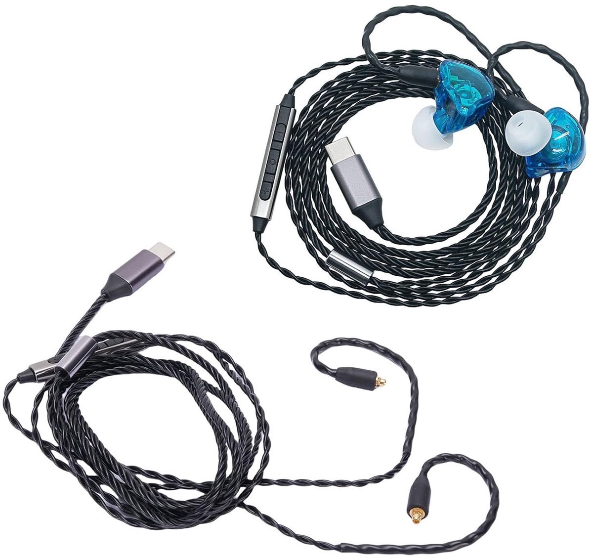SnelShoppen - Type C MMCX IEM Kabel met Microfoon, 47.24in, Geschikt voor Headphones met MMCX Aansluitingen, Hoge Geluidskwaliteit, OFC Draad, Ideaal