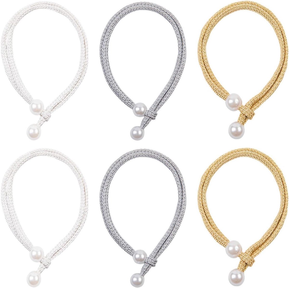 SnelShoppen - 3 Pairs Gordijnbeugels, Eenvoudige Gordijntouwen, Decoratieve Gordijnbanden, Huishoudaccessoires, Polyester Zijde, Multi-kleurig, 43,5 c