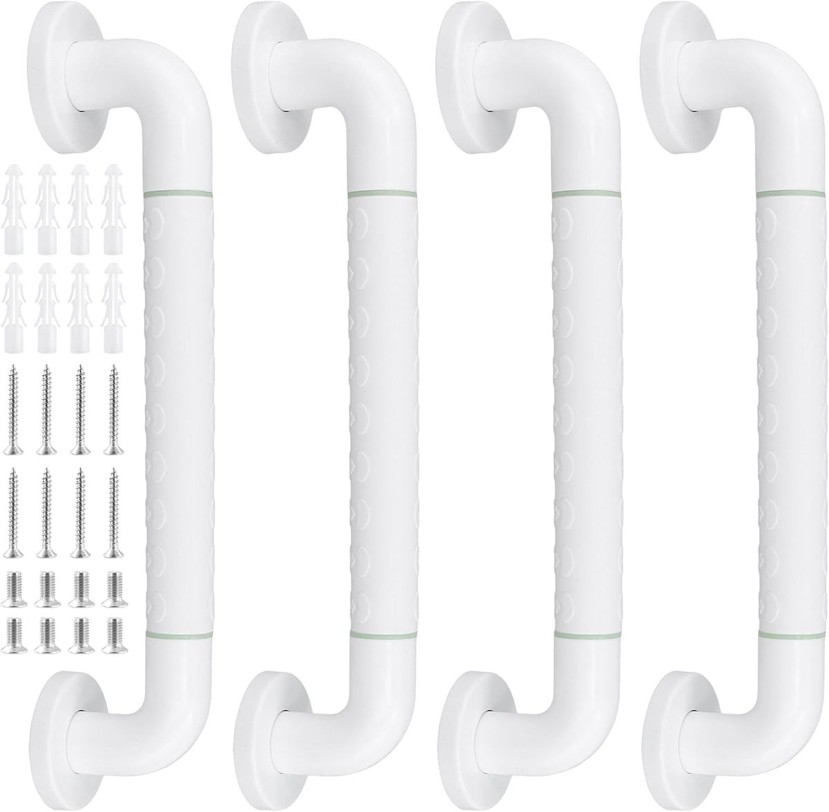 SnelShoppen - 4 STKS Anti Lichtgevende Badkamer Grab Rail, 39,5 cm RVS Veiligheid Handrails, Witte Handgrepen voor Ouderen en Gehandicapten in Badkame