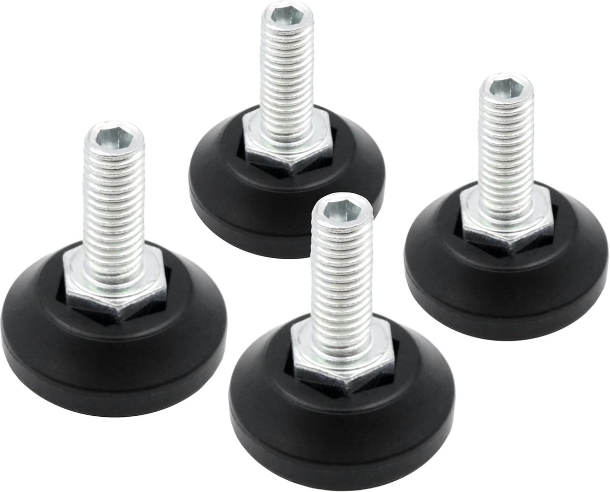 SnelShoppen - 4 x Verstelbare Poten Diameter 30 mm M8 x 20 Verstelbare Niveau Voetjes Galvaniseerd met Zeskant Aansluiting voor Meubels, Werkbanken en