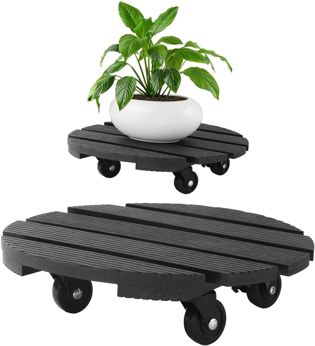 SnelShoppen - Flower Roller met Wielen, Plant Roller, WPC Bloempotroller, 30 x 30 cm, 360° Rubber Wielen, Ideaal voor Zware Bloempotten en Plantstanda