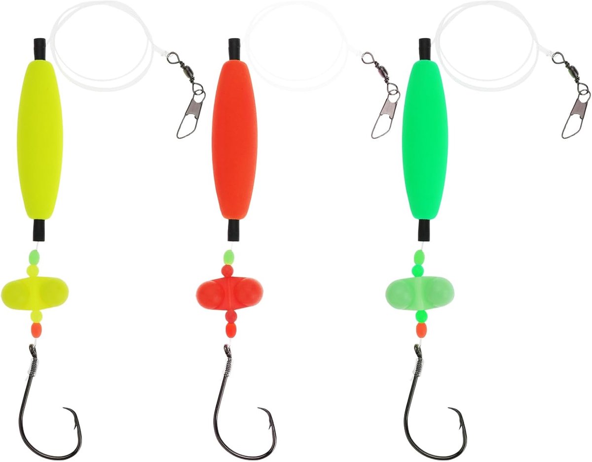 SnelShoppen - 3Pcs Visserslijn Dubbele Ring Lushaken Set 55Lb Geschikt voor Buiten Meerval Vissen - 6/0 Lushaken in Diverse Kleuren