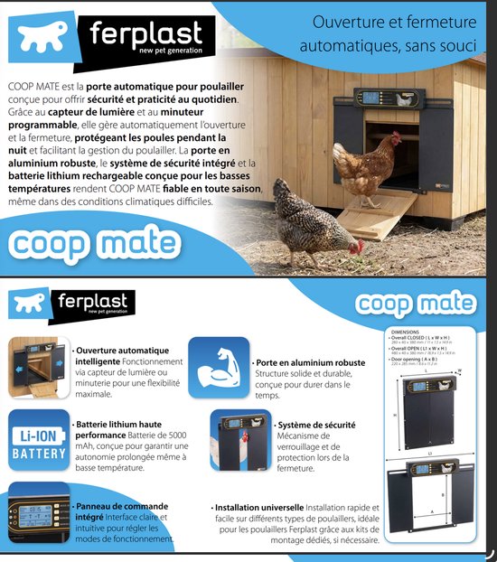 Ferplast automatisch kippenluik met zonnepaneel 7W 28x38cm